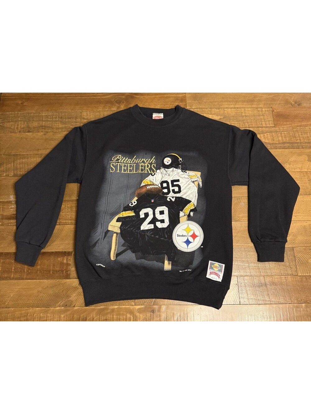 Vintage 1994 PITTSBURGH STEELERS Embroidered Sweatshirt Nutmeg GREG LLOYD Size M